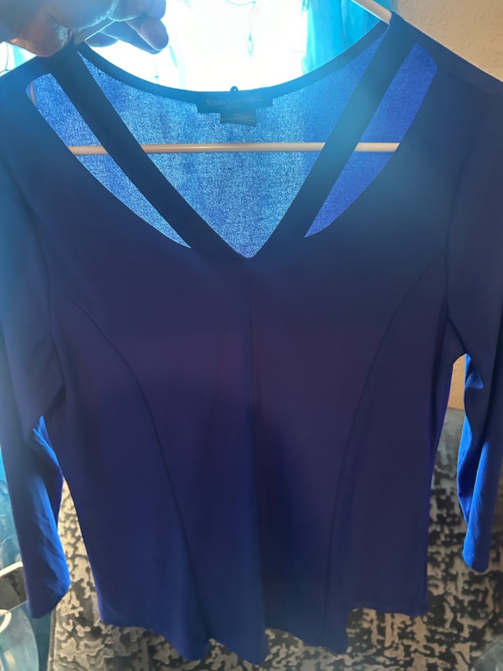 Susan Lawrence Royal Blue V-Neck Long Sleeve Top
